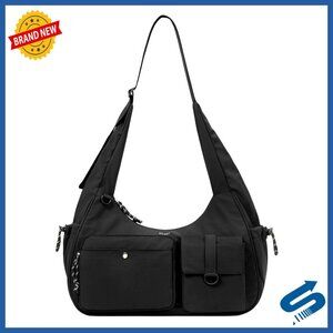 Waterproof Nylon Crossbody Bag with Anti-Theft Features, 21L Capacity